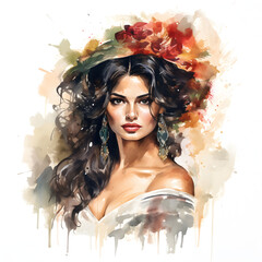 Water color illustration of Mexican woman