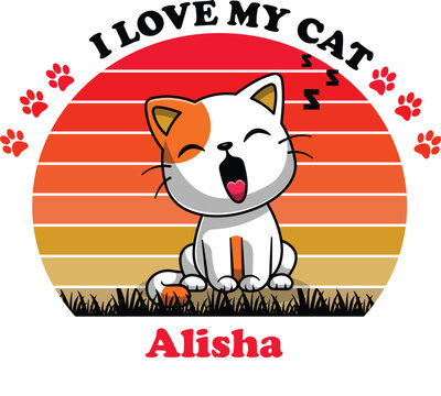 Alisha Is My Cute Cat, Cat name t-shirt Design