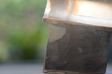 close-up of welded iron and steel