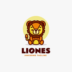 Vector Logo Illustration Lion Mascot Cartoon Style.
