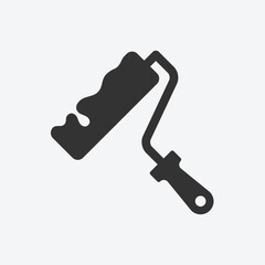 Paint roller with paint. Flat vector icon