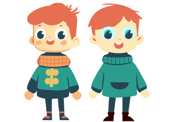 Boy in warm clothes. Vector illustration in cartoon style.