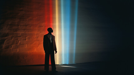 Fototapeta premium Rockstar's Electrifying Performance: A Spectrum of Sound and Lights