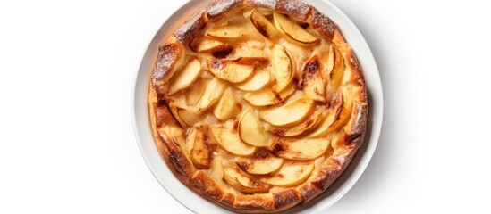 Apple pie with apples freshly baked and seen from the top