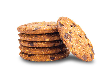 Stack of delicious homemade crunchy oatmeal biscuits.