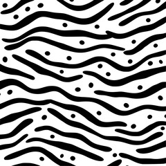 Lines dots shapes floral silhouette seamless pattern background. Good for fashion fabrics, children’s clothing, email header, wallpaper, banner, posters, events, covers, and more.