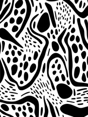 Silhouette lines dots shapes floral seamless pattern background. Good for fashion fabrics, children’s clothing, T-shirts, postcards, email header, wallpaper, banner, posters, events, covers, and more.