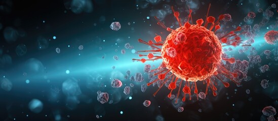 Color background digital illustration of the HIV virus - obrazy, fototapety, plakaty
