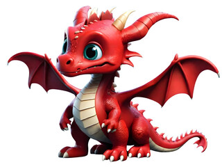 Fototapeta premium Red dragon cartoon, year of dragon, Cute baby dragon, generative AI