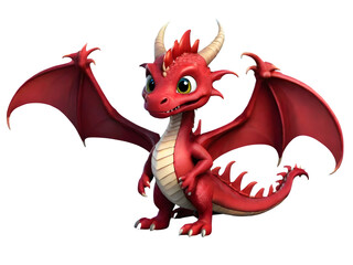 Fototapeta premium Red dragon cartoon character, year of dragon, Cute red dragon, generative AI