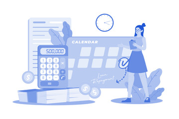 Loan Repayment Date Illustration concept on white background