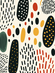 Colorful lines dots shapes floral seamless pattern background. Good for fashion fabrics, children’s clothing, T-shirts, postcards, email header, wallpaper, banner, posters, events, covers, and more.
