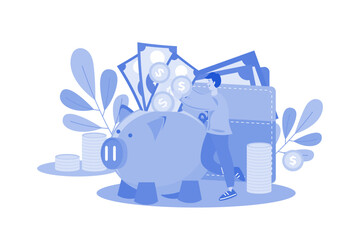 Man Saving Money Illustration concept on white background