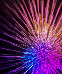 Iridescent sparkling glow. Led neon purple pink gold glowing. Refraction of rays through a prism.