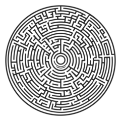 Tuinposter circle maze game for the kids, challenging riddle game, labyrinth for education © Weera