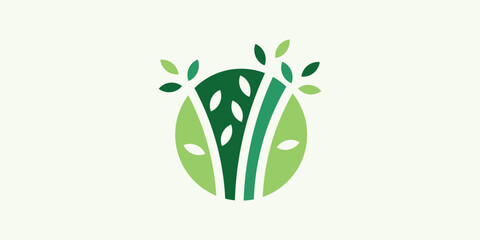 logo combination of natural plants with a circle shape,
