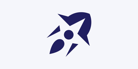 logo combination of a rocket shape with a star.