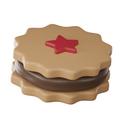 red star chocolate filled cookies christmas cartoon icon illustration isolated on transparent background PNG 3D rendering