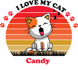 Candy Is My Cute Cat, Cat name t-shirt Design