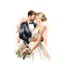 Couple bride illustration isolated on white
