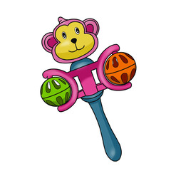 Cute Monkey Hand bell toys Clip art, baby toy illustration stock 