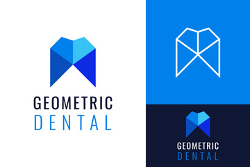 Abstract Low Poly Geometric Triangle Teeth Tooth Dental Dent Dentist Logo Design Branding Template