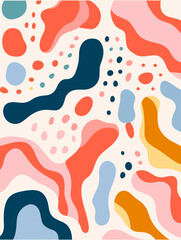 Colorful lines dots shapes floral seamless pattern background. Good for fashion fabrics, children’s clothing, T-shirts, postcards, email header, wallpaper, banner, posters, events, covers, and more.