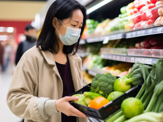 Portrait of a middle-aged AsiAn-American woman standing in a supermarket