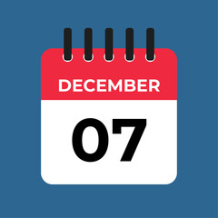 december 07 calendar reminder. 07 december daily calendar icon template. Calendar 07 december icon Design template. Vector illustration
