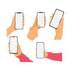 Obraz na płótnie Canvas collection of hands holding smartphones