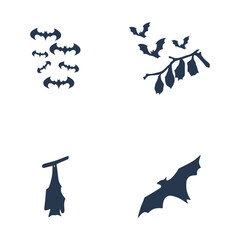 Collection of Halloween Bat Silhouette. Isolated Vector. 