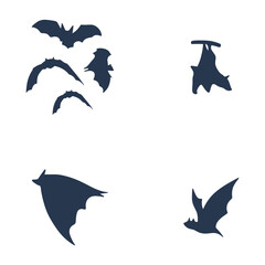 Collection of Halloween Bat Silhouette. Isolated Vector. 