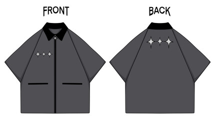 Mock up Boxy Work shirt front and back, color can be changed according to needs.