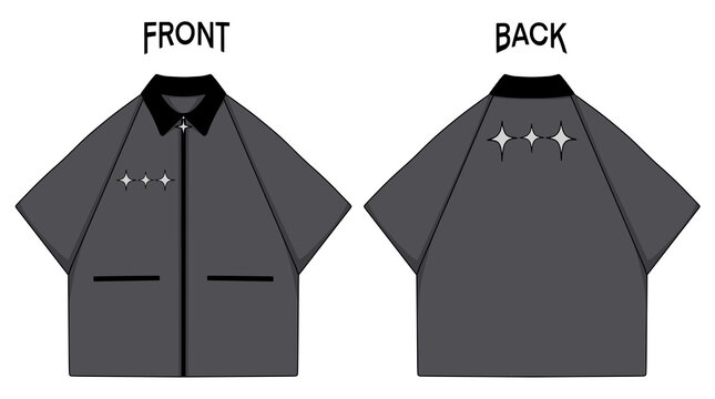 Mock up Boxy Work shirt front and back, color can be changed according to needs.