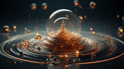 A mesmerizing bubble encapsulates a single drop of water, swirling in a fluid dance of liquid magic, its wild and graceful movements creating a splash of wonder and awe