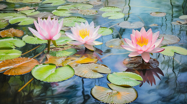 pink water lily HD 8K wallpaper Stock Photographic Image 