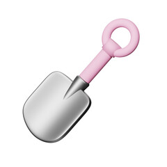 3D Shovel Icon isolated with pink handle