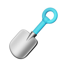 3D Shovel Icon isolated with blue handle