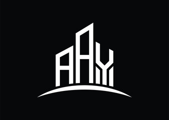 Fototapeta premium Letter AAY building vector monogram logo design template. Building Shape AAY logo.