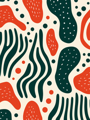 Lines dots shapes floral seamless pattern background. Good for fashion fabrics, children’s clothing, T-shirts, postcards, email header, wallpaper, banner, posters, events, covers, and more.