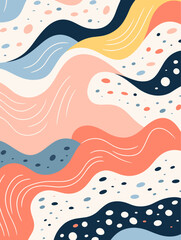 Naklejka premium Colorful lines dots shapes floral seamless pattern background. Good for fashion fabrics, children’s clothing, T-shirts, postcards, email header, wallpaper, banner, posters, events, covers, and more.