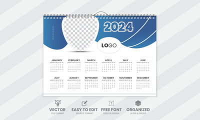 modern and simple 2024 calendar design.