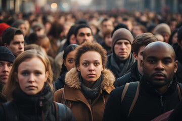 Obraz premium big crowd of people in the city