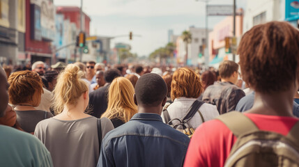 big crowd of people in the city of Los Angeles