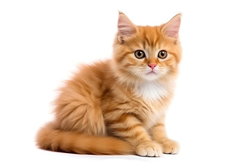 red kitten isolated on white background