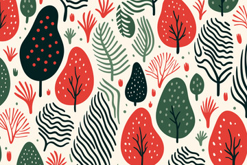 Christmas floral seamless pattern background. Good for fashion fabrics, children’s clothing, T-shirts, postcards, email header, wallpaper, banner, posters, events, covers, advertising, and more.