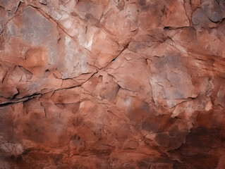 Dark red orange brown rock texture with cracks. Close-up. Rough mountain surface. Stone granite background for design. Nature