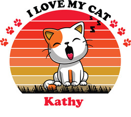 Kathy Is My Cute Cat, Cat name t-shirt Design