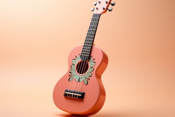 Obraz premium Ukulele with a pastel coral body and a pastel gray neck, blending warmth and neutrality, Generative AI 
