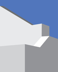 illustrator minimal building Construction Design with the sky